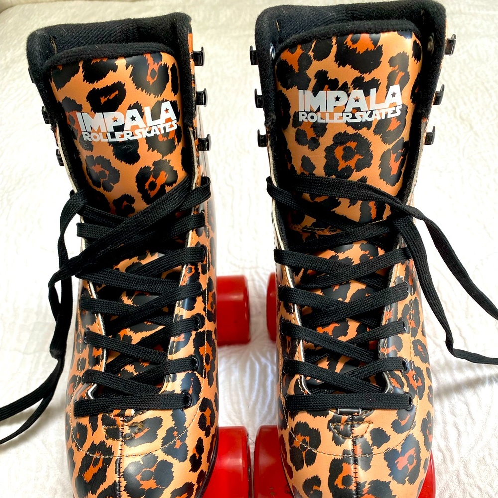 Leopard Print Roller Skates - Orange/Black